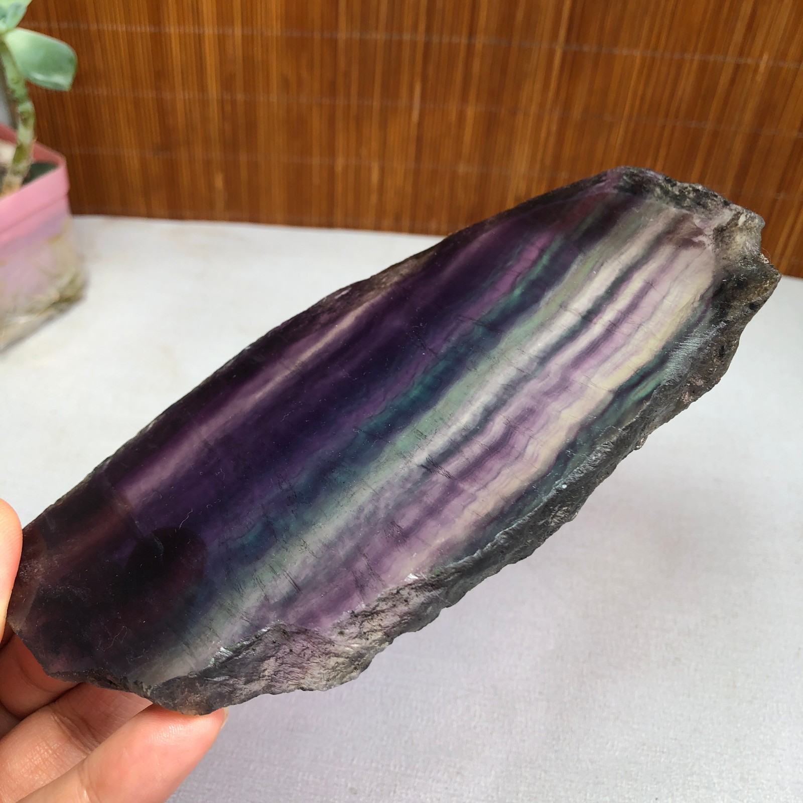 300g Natural Candy fluorite slice Crystal gemstone Polished/rough Specimen A8422