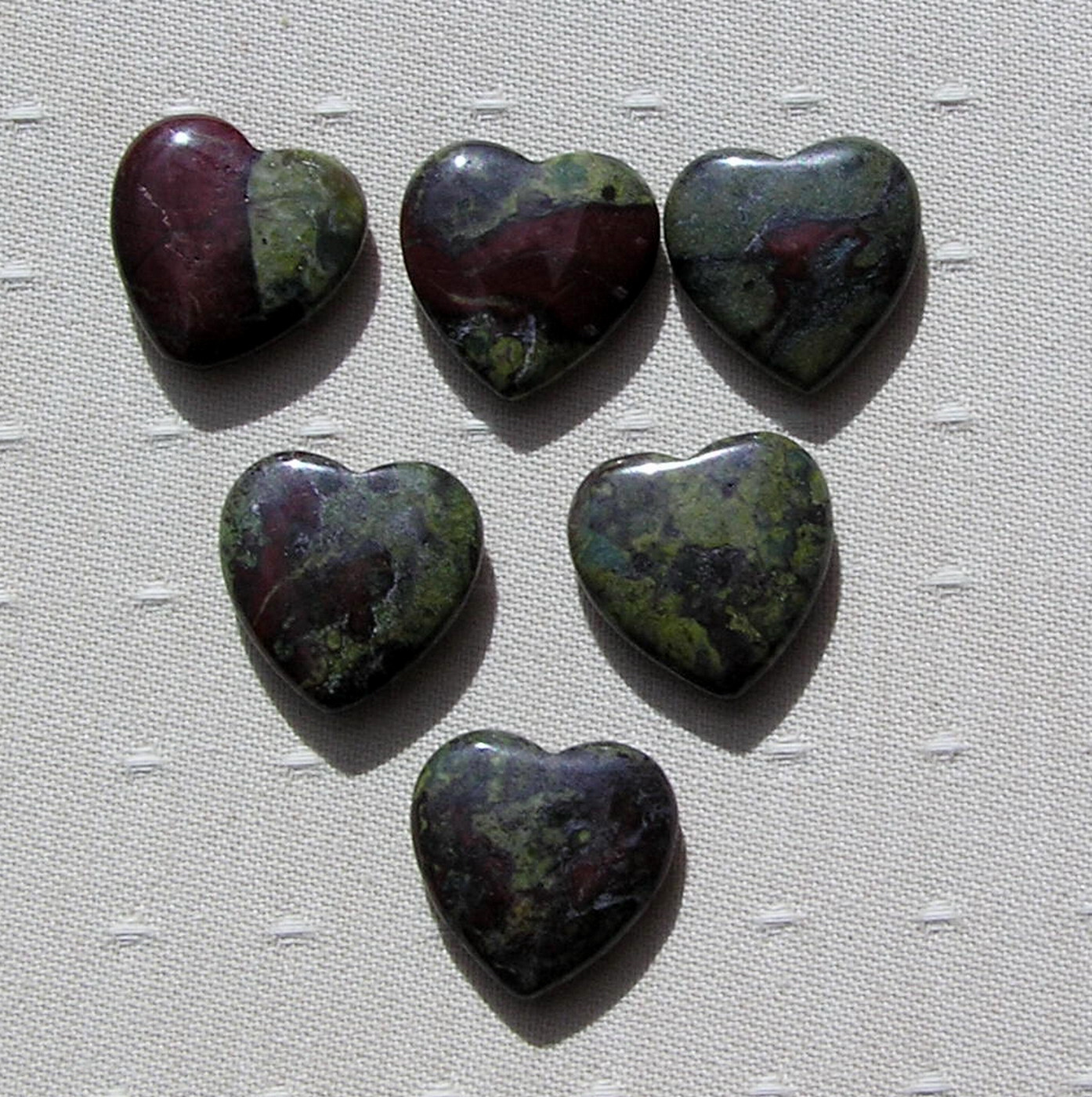 6 Dragon Blood Jasper Solid Gemstone Polished Hearts – 20mm – Chakra – Craft