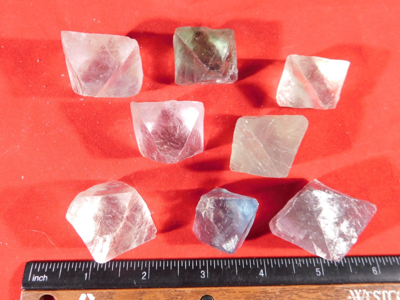 Big Lot of EIGHT! Translucent Octahedron FLUORITE Crystals From China 346gr