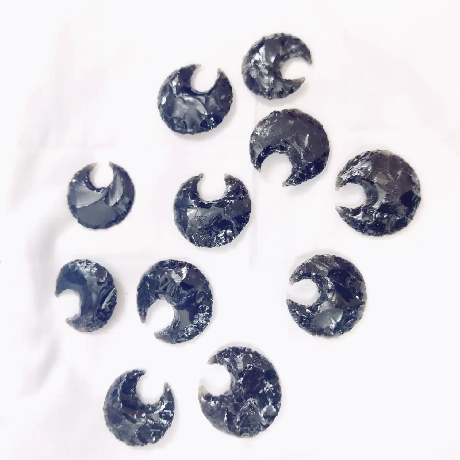 Bulk Obsidian Moon Crystal, Carved Crescent Obsidian Gemstone, Moon Pendant