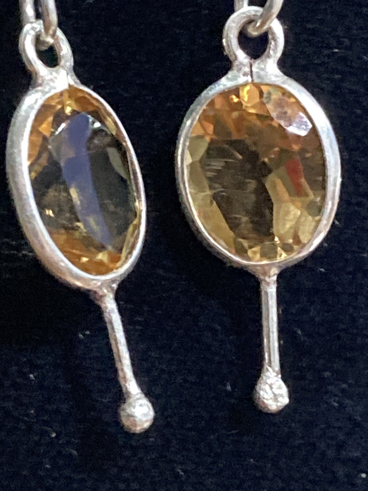 Sterling Silver Topaz Earrings -Artisan 1.8 Gr Bezel Golden Yellow 925 light