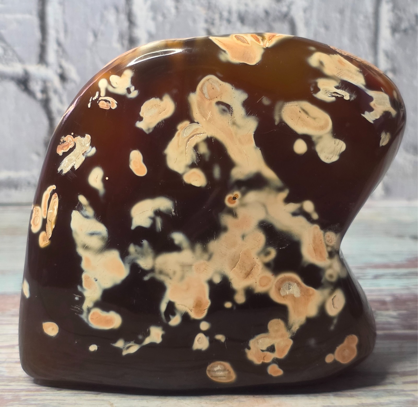 Large Rare Natural Amber Color Orca Agate Polished Freeform Translucent Color