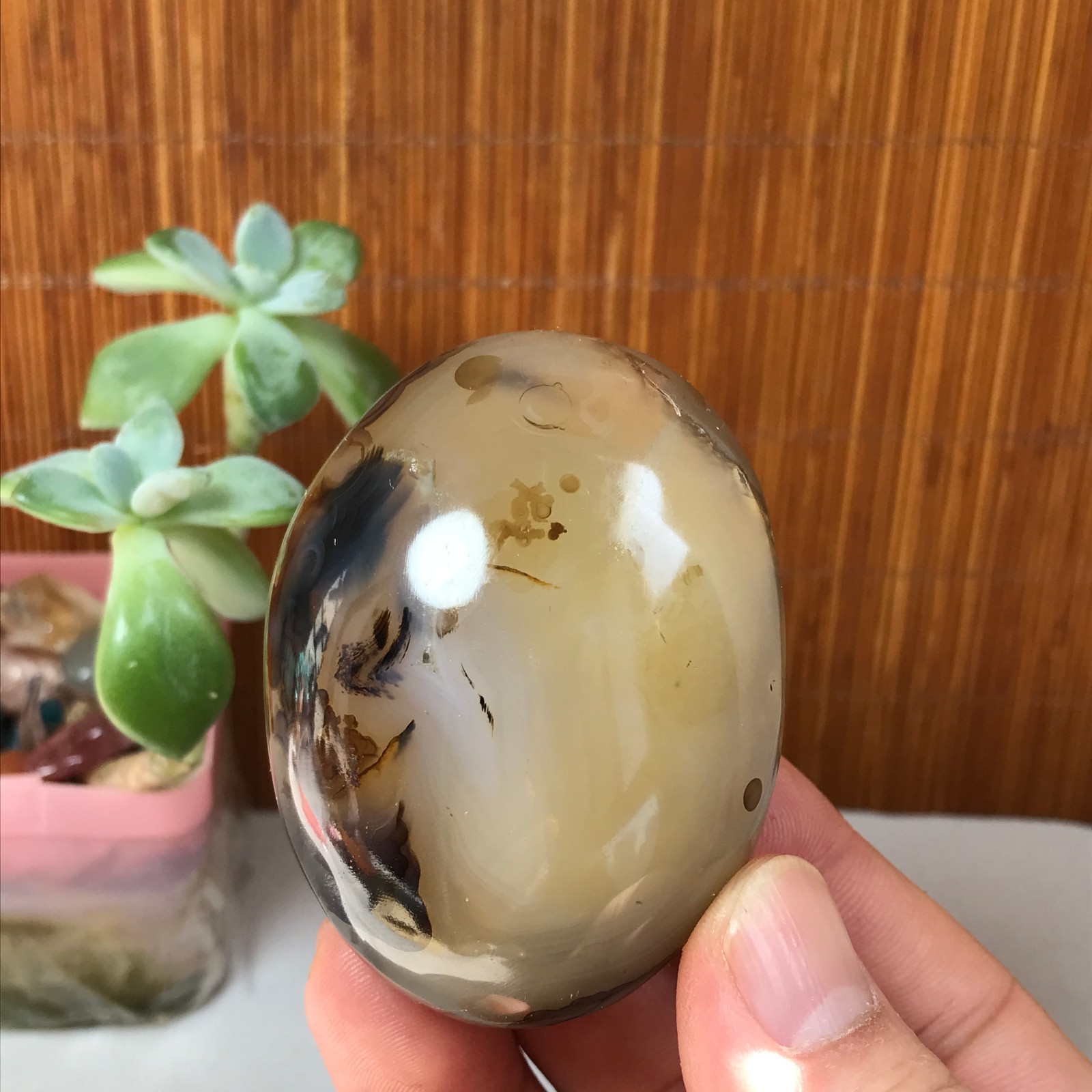63-48-35mm Natural aquatic plants agate pretty Crystal specimens 145g A1882