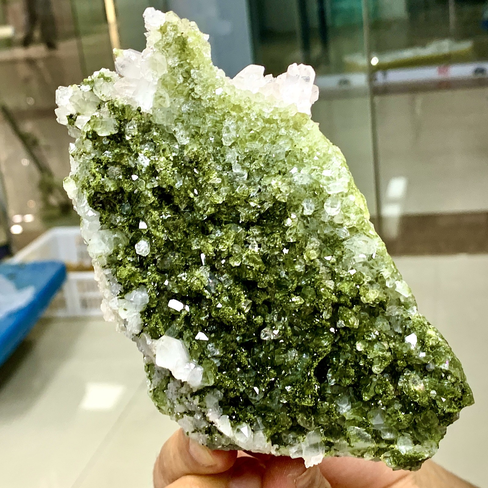 449G Natural green top-notch epidote quartz crystal minerals /Türkiye