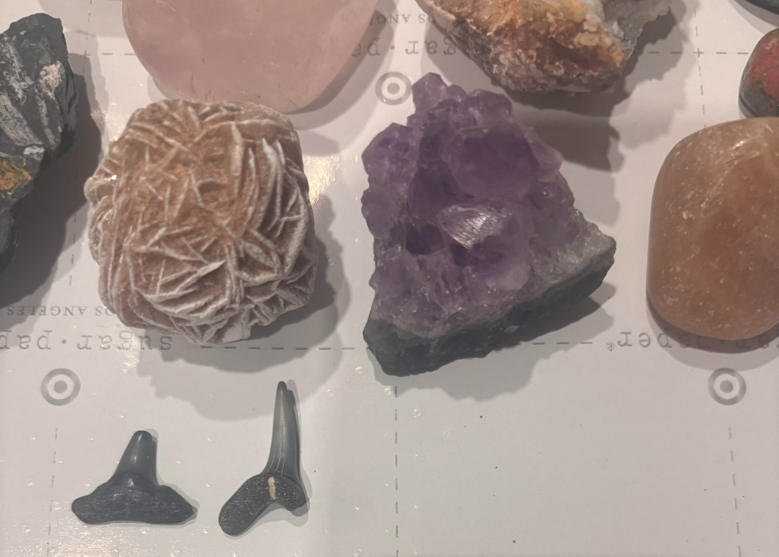 Gemstone Rocks Minerals Collection Shark Teeth Agate Amethyst Tiger Eye Lapis