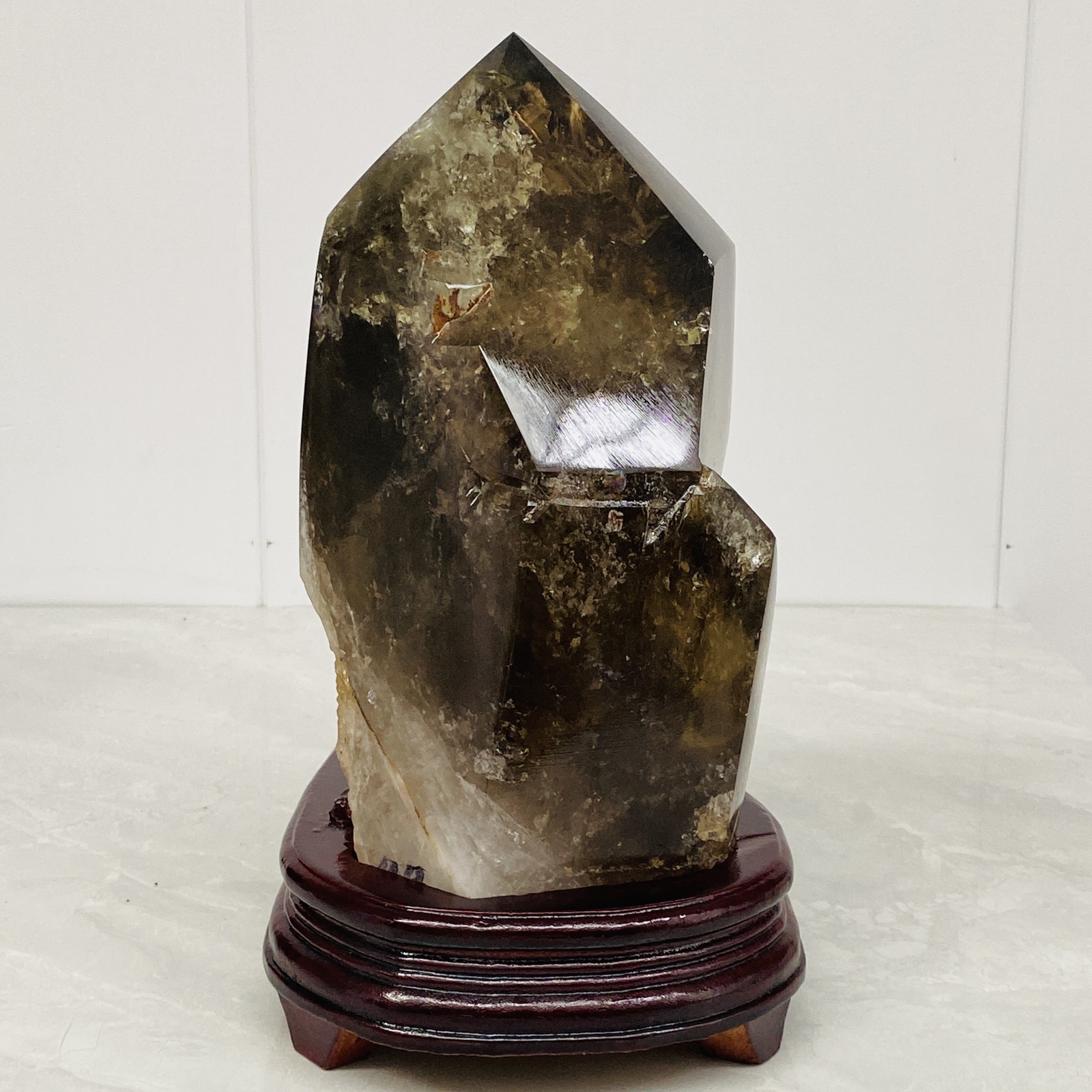 Natural Yellow Smoky Quartz Crystal Tower Point Healing Stone 16.62LB (Stand)