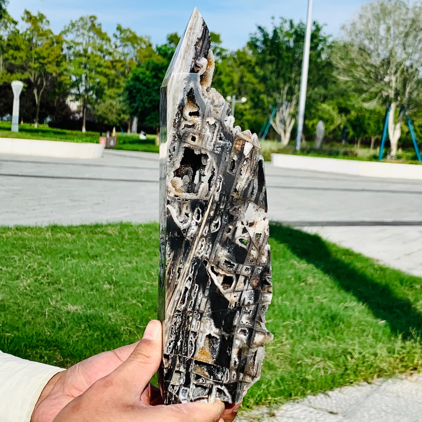 6.69LB Natural Sphalerite Crystal Cave obelisk quartz crystal Wand Point Healing