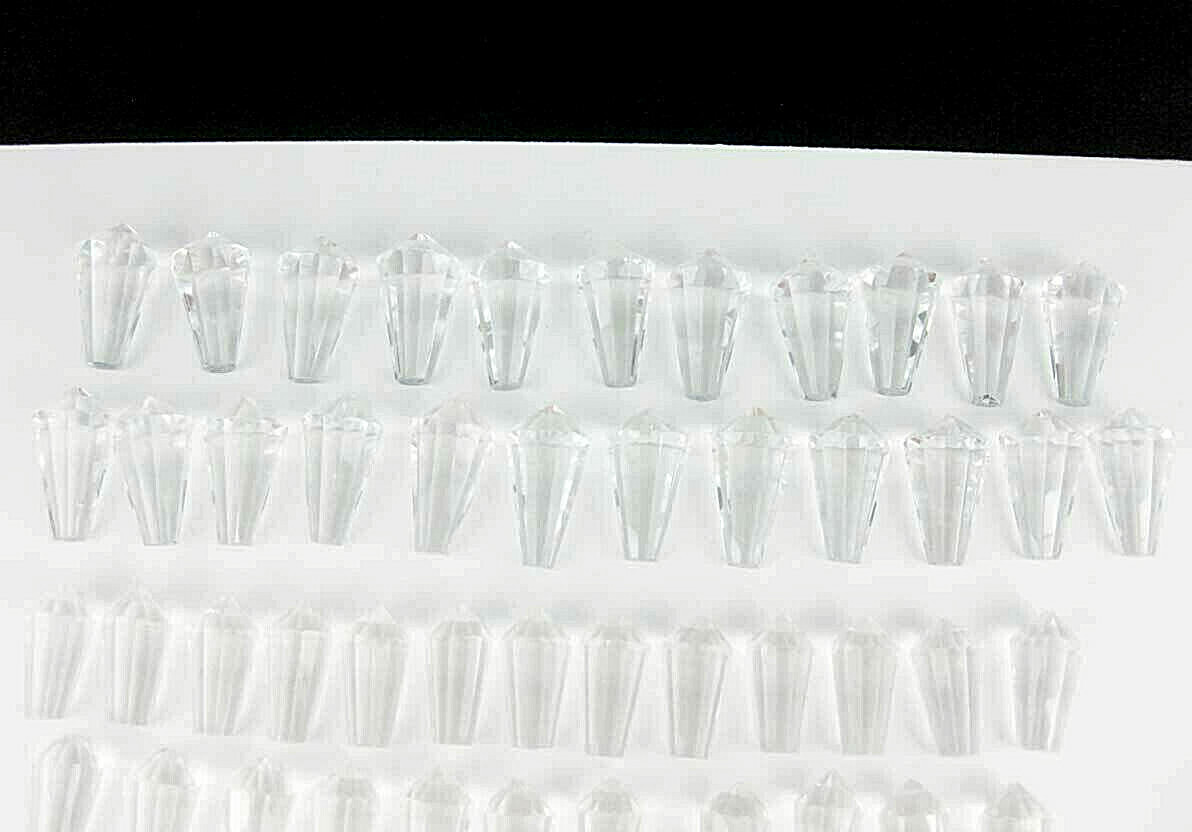 Faceted Icicle Drop Prism Crystals Mixed Lot/Sizes (71 pc) Flat Top No Holes
