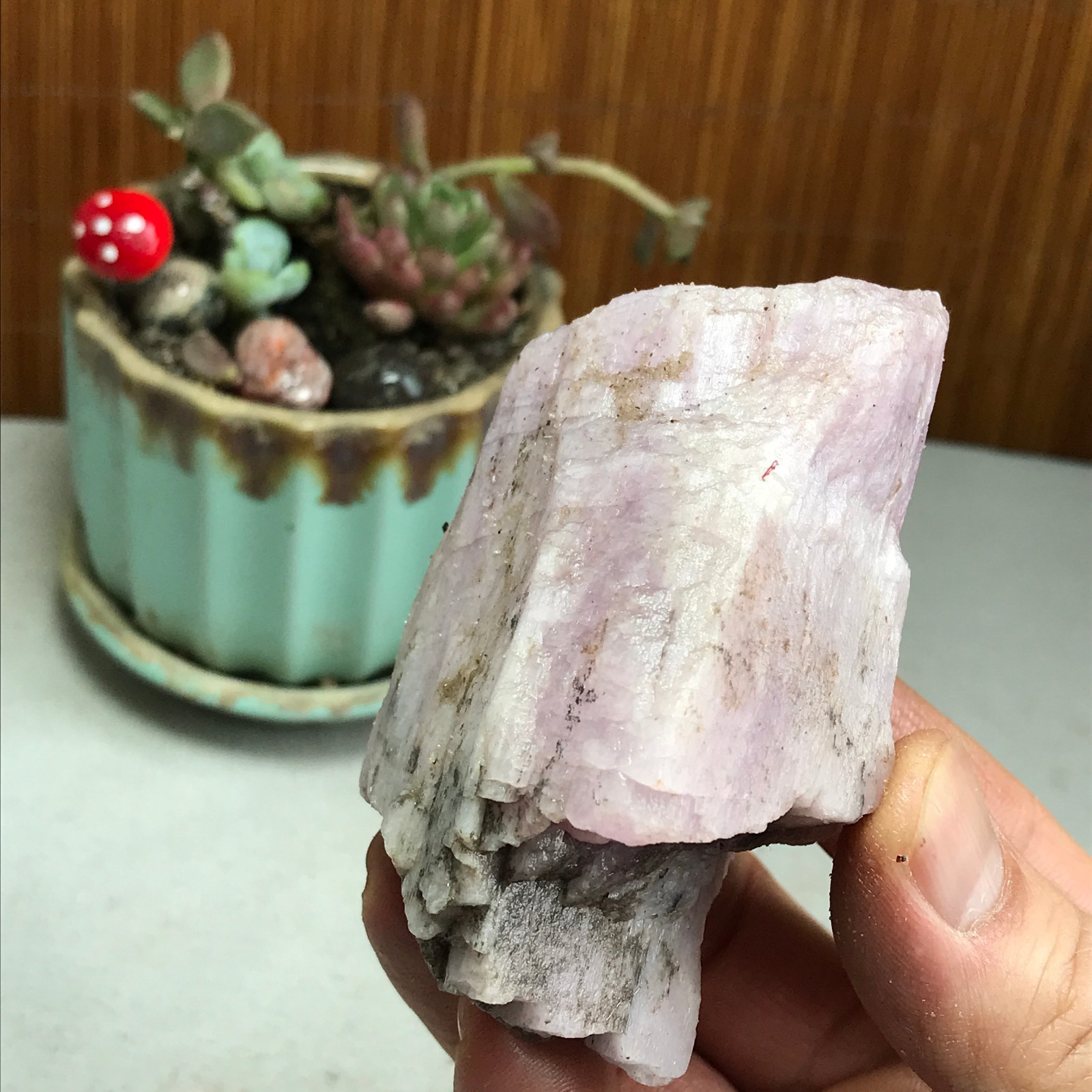 80-52-37mm NATURAL ROUGH KUNZITE PINK SPODUMENE CRYSTALS 254g A4608