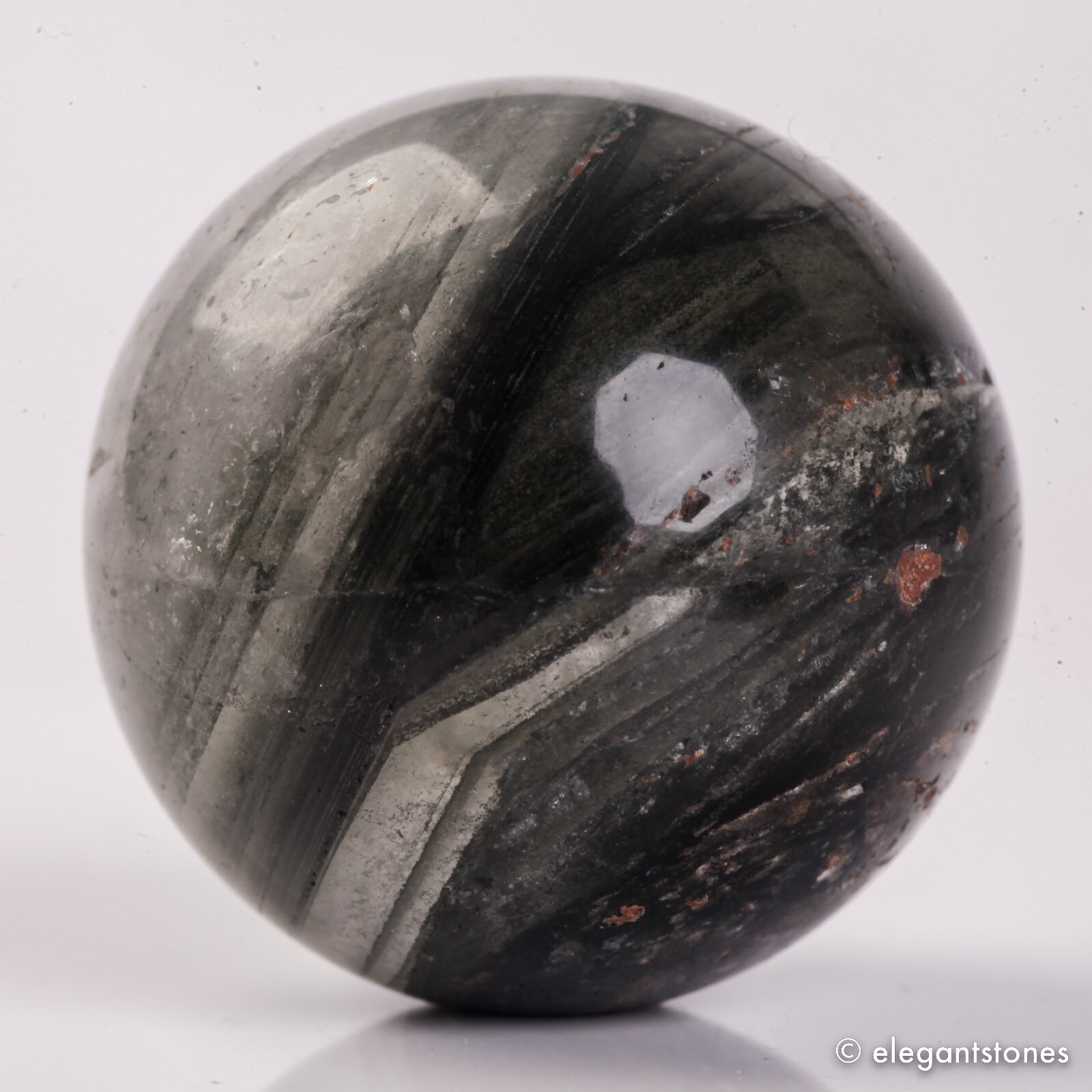 56g34mm Natural Garden/Phantom/Ghost/Lodolite Quartz Crystal Sphere Healing Ball
