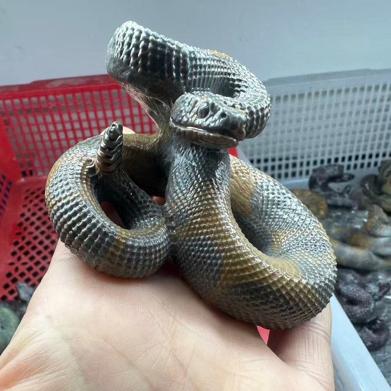 1pc Natural Quartz Hand Carved Snake Skull Crystal Reiki Decor Gift