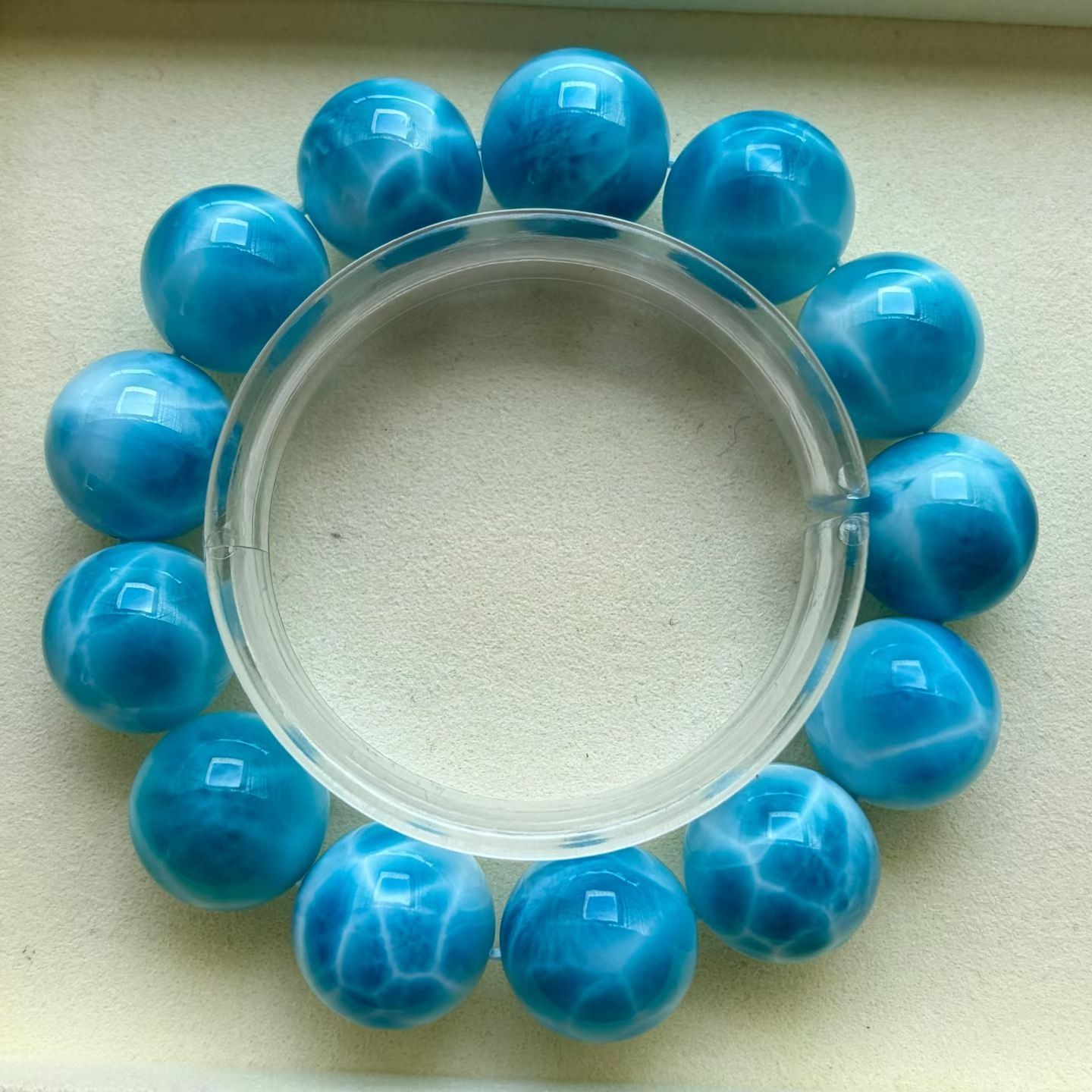 Natural Larimar quartz Beaded Bracelet Gemstone Stretch Bracelet bead 18mm