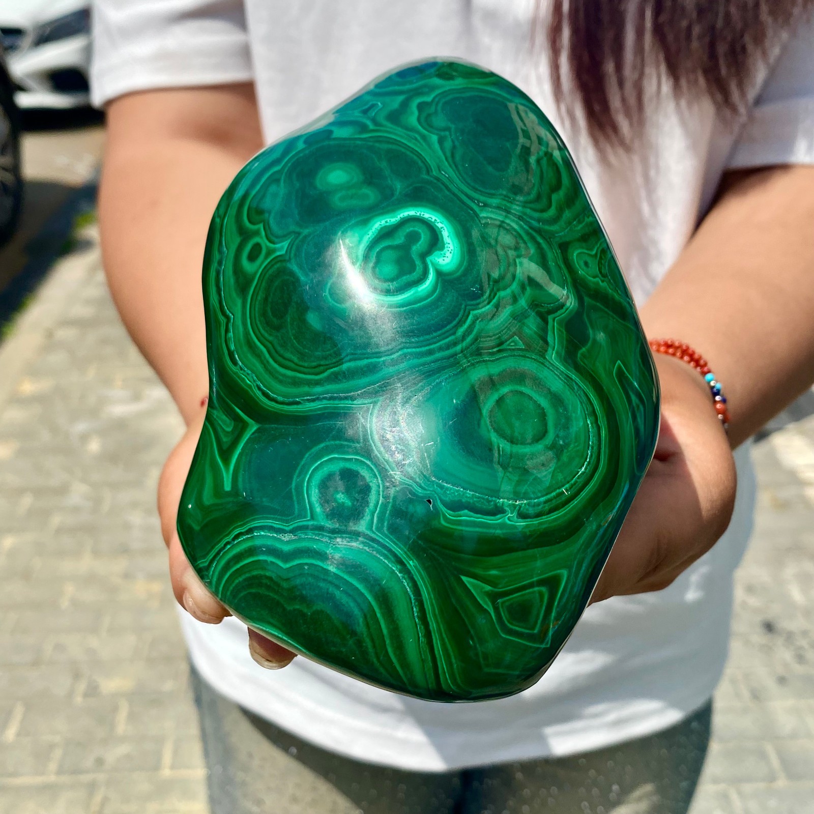 3.43LB Natural glossy Malachite transparent cluster rough mineral sample