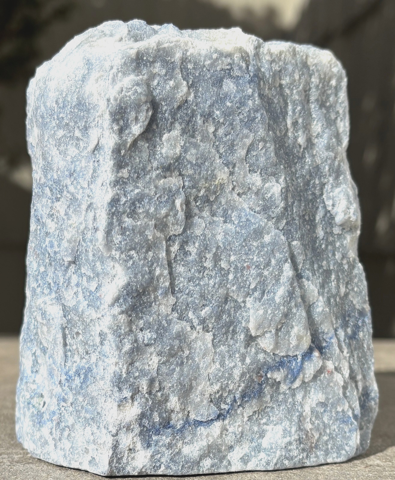 USA SALE 2.65LB BLUE QUARTZ VASE CONTAINER 4″x3.8″x3″ AVENTURINE PLANTER HOLDER