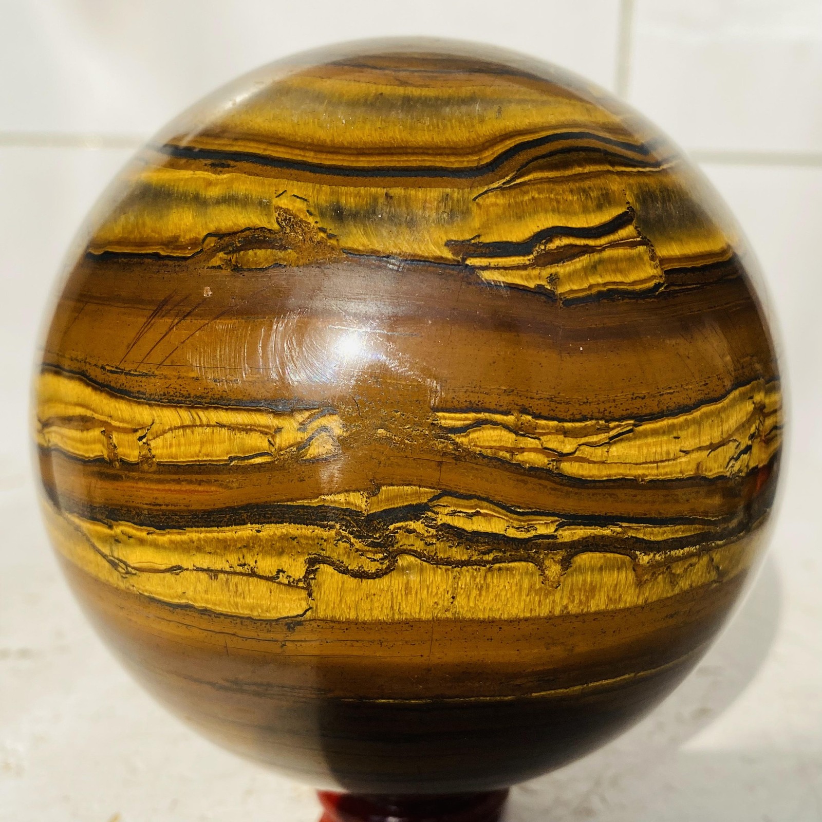 Natural tiger’s eye ball quartz crystals sphere gem reiki healing 1520g
