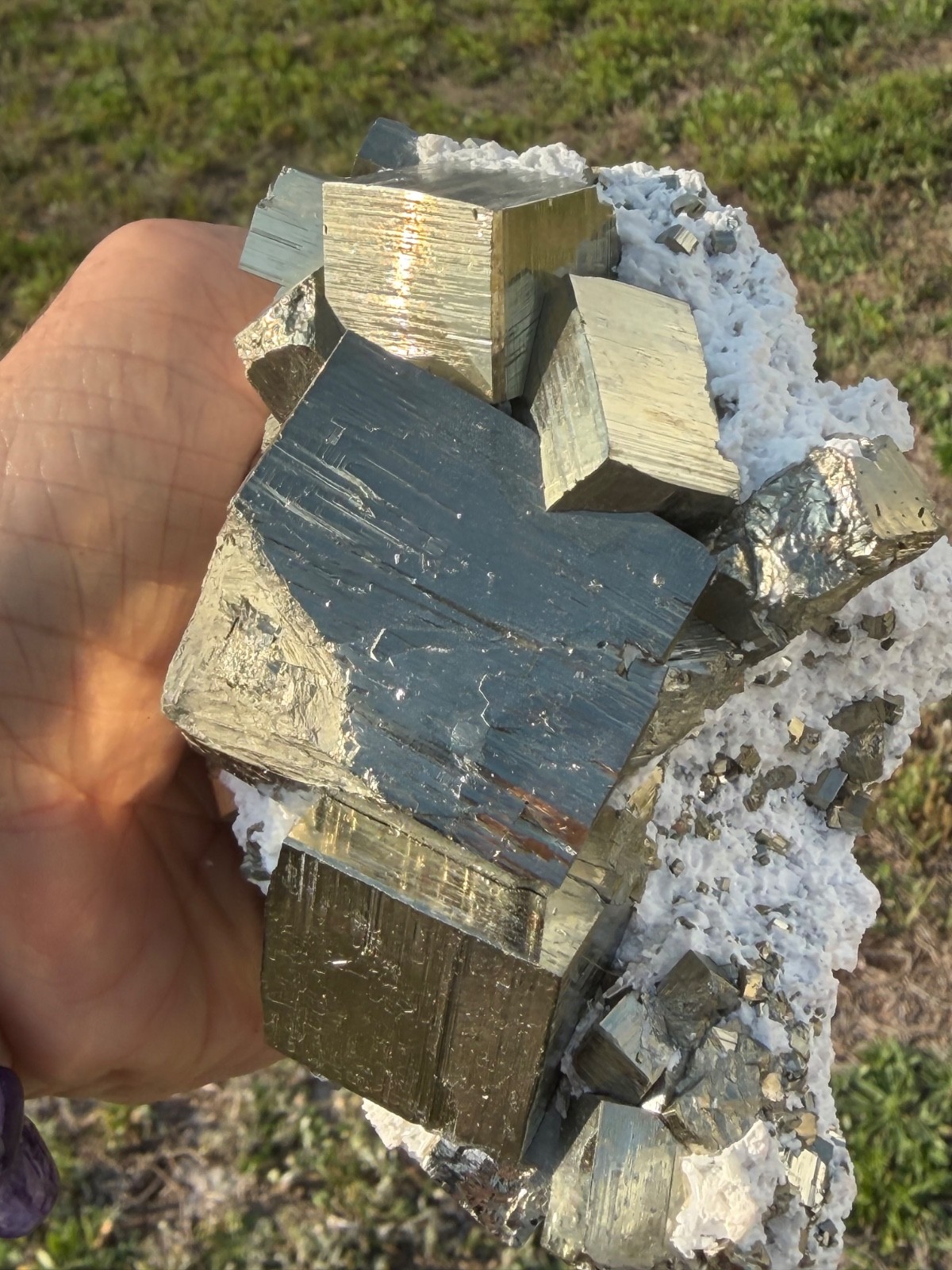 AA PYRITE Crystal CUBE Cluster Huanzala Mine Peru 2.9 LBS 3 3/4″ High x 5″