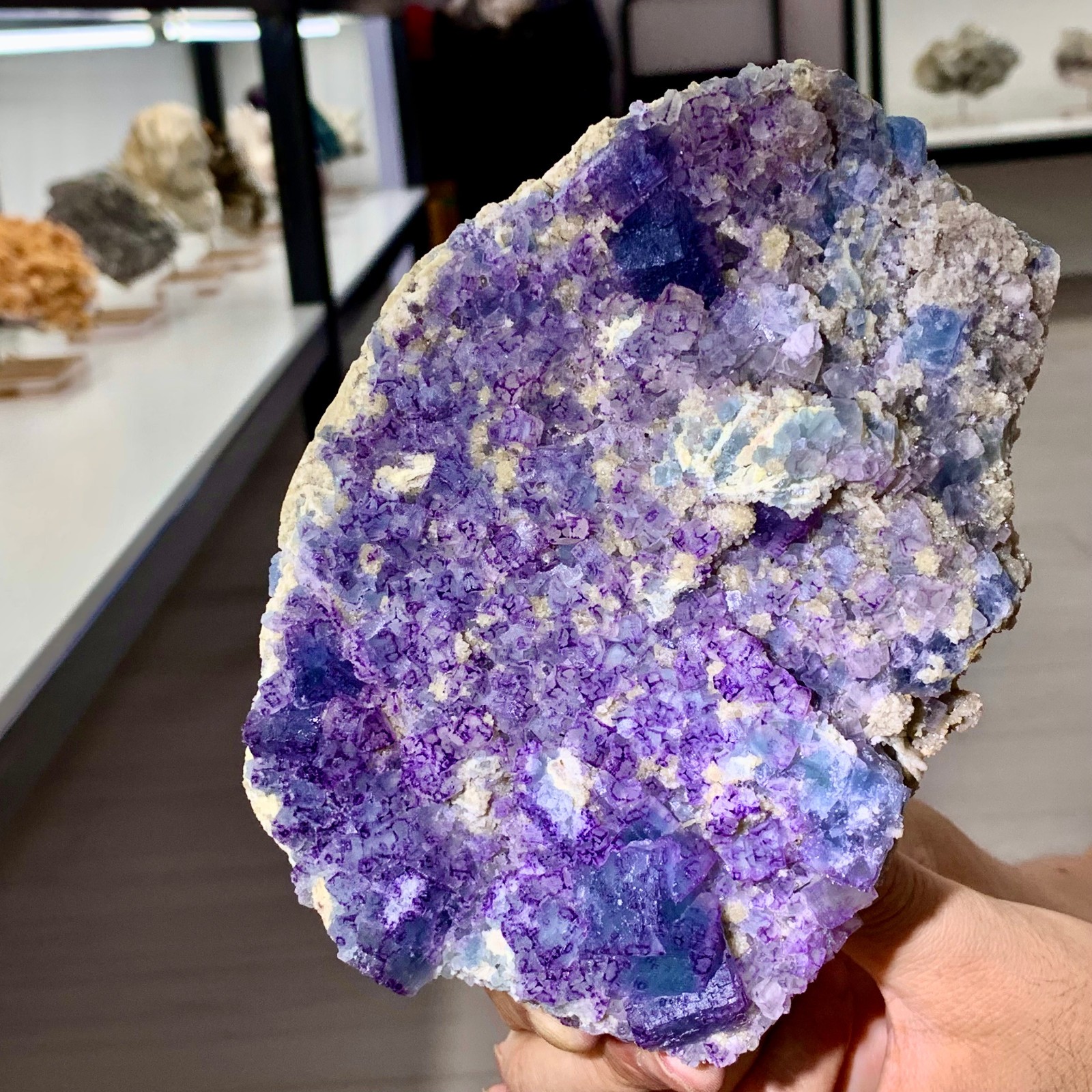 2.92LB Rare transparent purple-blue fluorite cube mineral crystal sample/China
