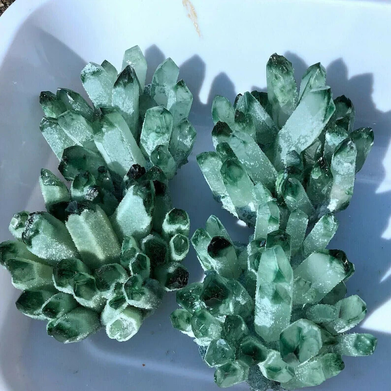 310g+ Natural Raw Green Ghost Phantom Geode Cluster Mineral Specimen Crystal