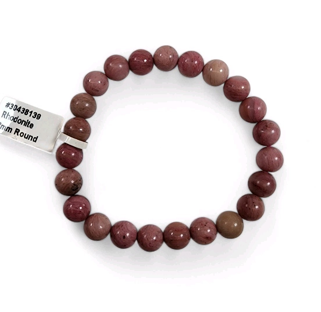 Rhodonite Polished Beaded Bracelet 18.3 grams