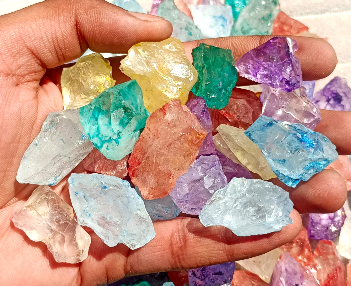 100% Natural Crystal rough Dye In Mix Color Lot 5 pcs lot- 20-35 mm size