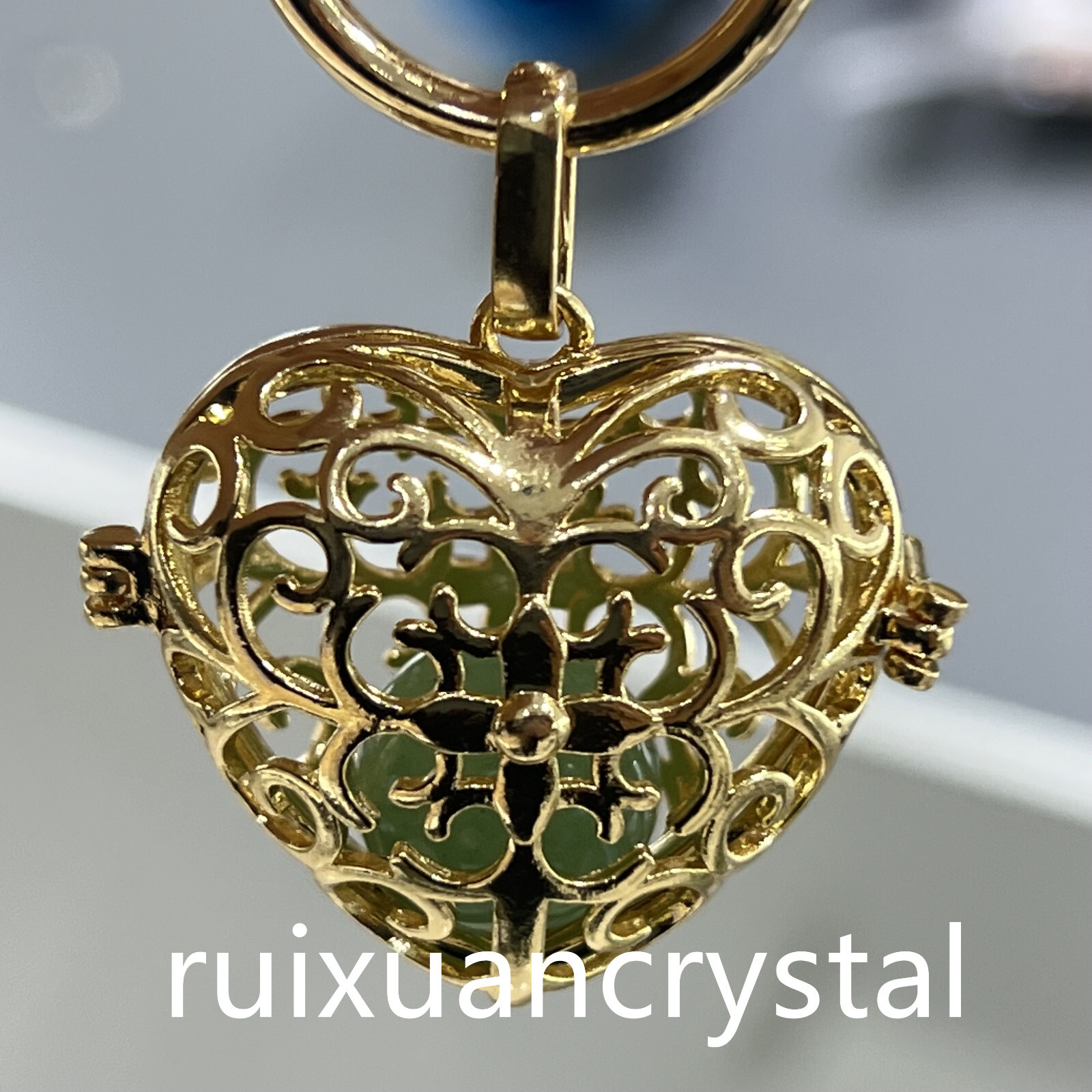1pc Natural Aventurine Quartz Sphere cage key chain Crystal Reiki Healing