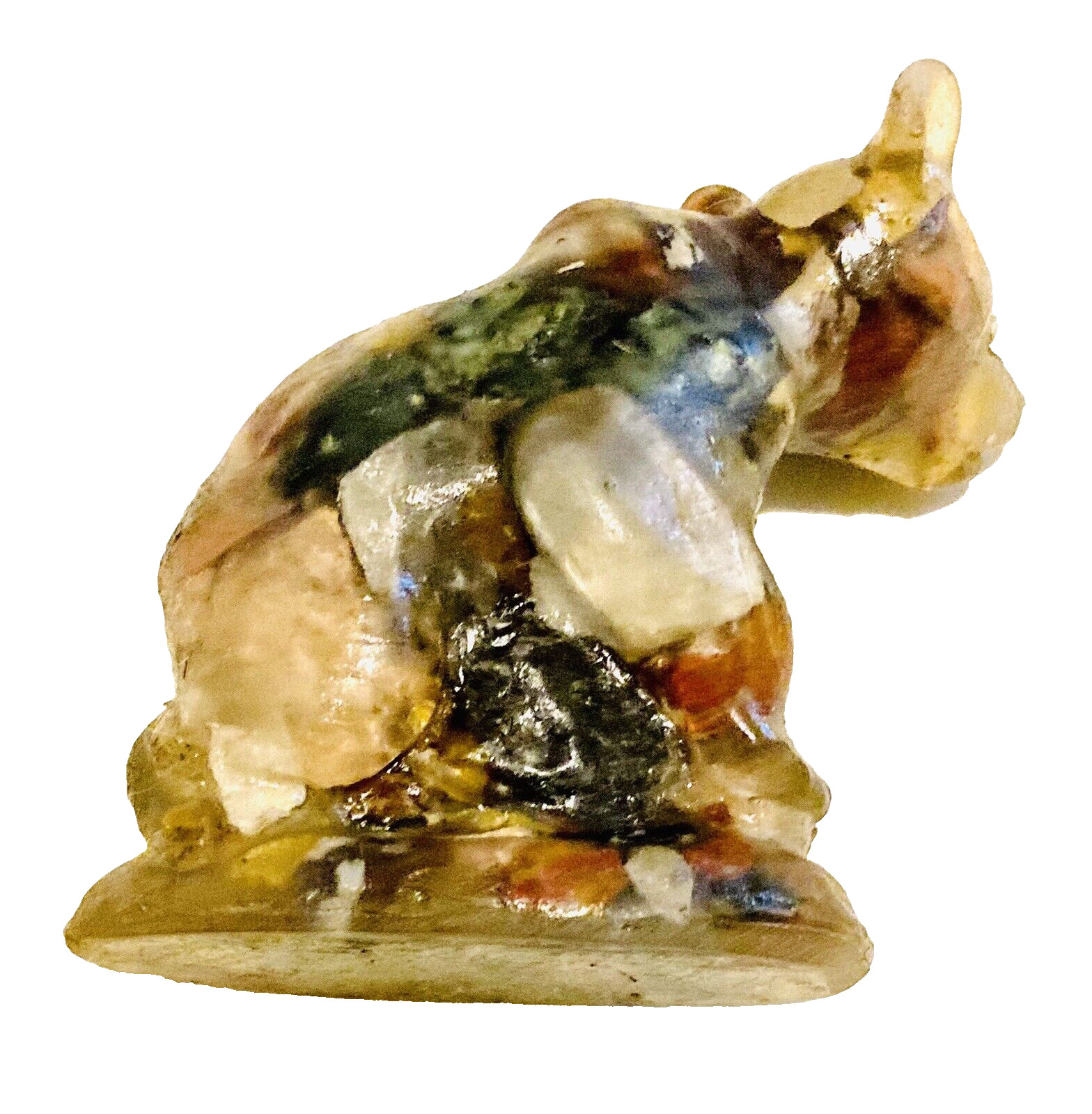 60s Stone Crystal Bear Cub Camp Rock Art Baby Animals 4″ Retro National Park MCM