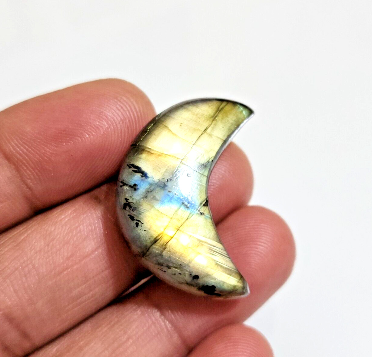 100% Natural 45.50 Crt Multi Labradorite Moon Shape Loose Gemstone For Jewelry