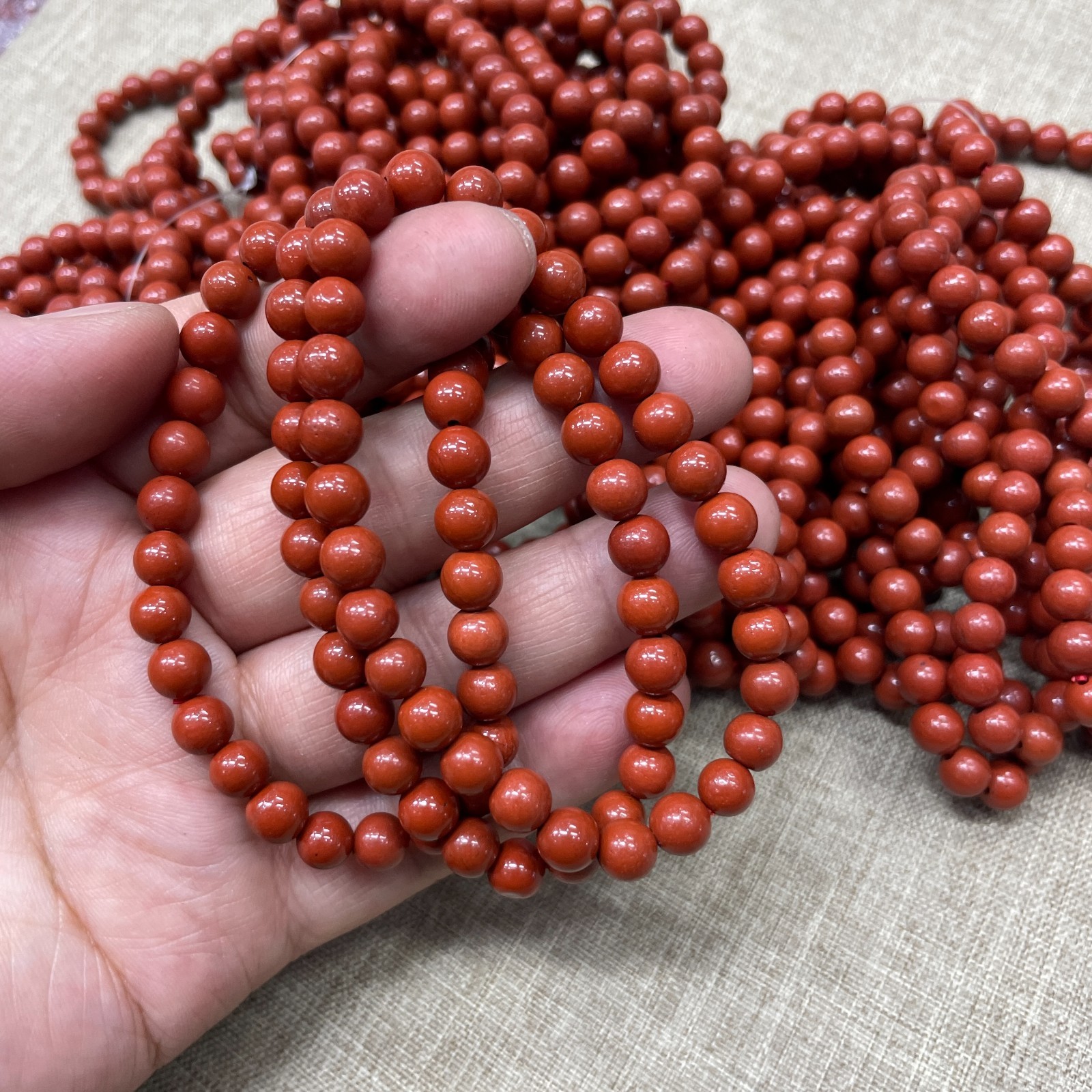 Wholesale 1Pcs 6mm red jasper stone ball beads 6mm 7.5”crystal Stretch Bracelet