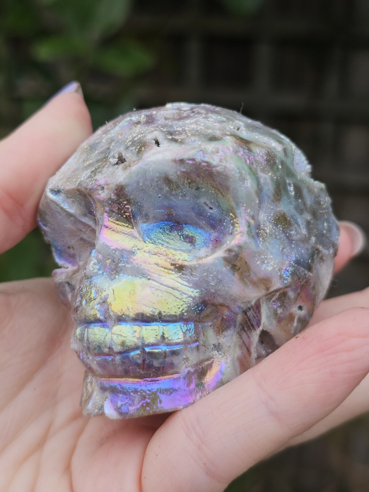 *SALE* Druzy Titanium Rainbow Aura sphalerite crystal Skull Angel Aura
