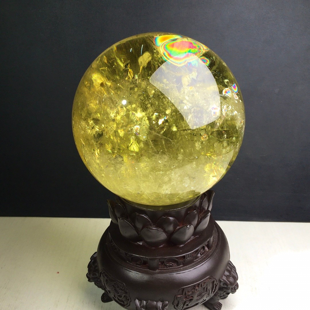 12LBTop Natural Citrine Sphere Quartz Crystals Reiki Ball Gems Decorate Gift