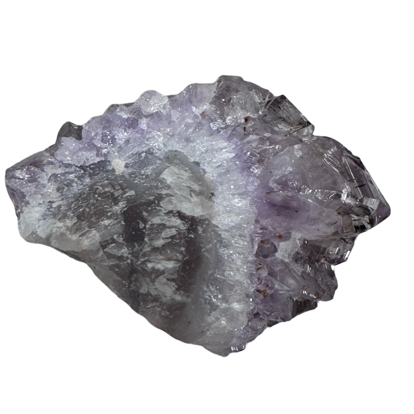 Natural Purple Amethyst Crystal Set Tumbled Pocket Stone and Raw Cluster Gray