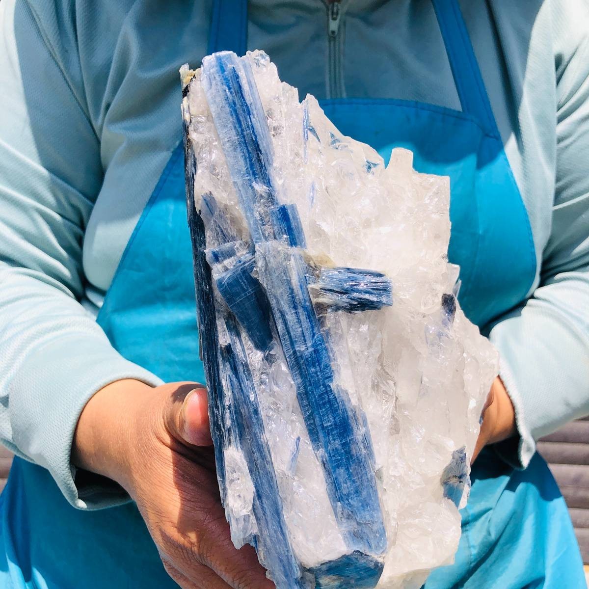 9.46LB Natural Blue Kyanite Cluster with Clear Quartz Matrix Crystal Specimen