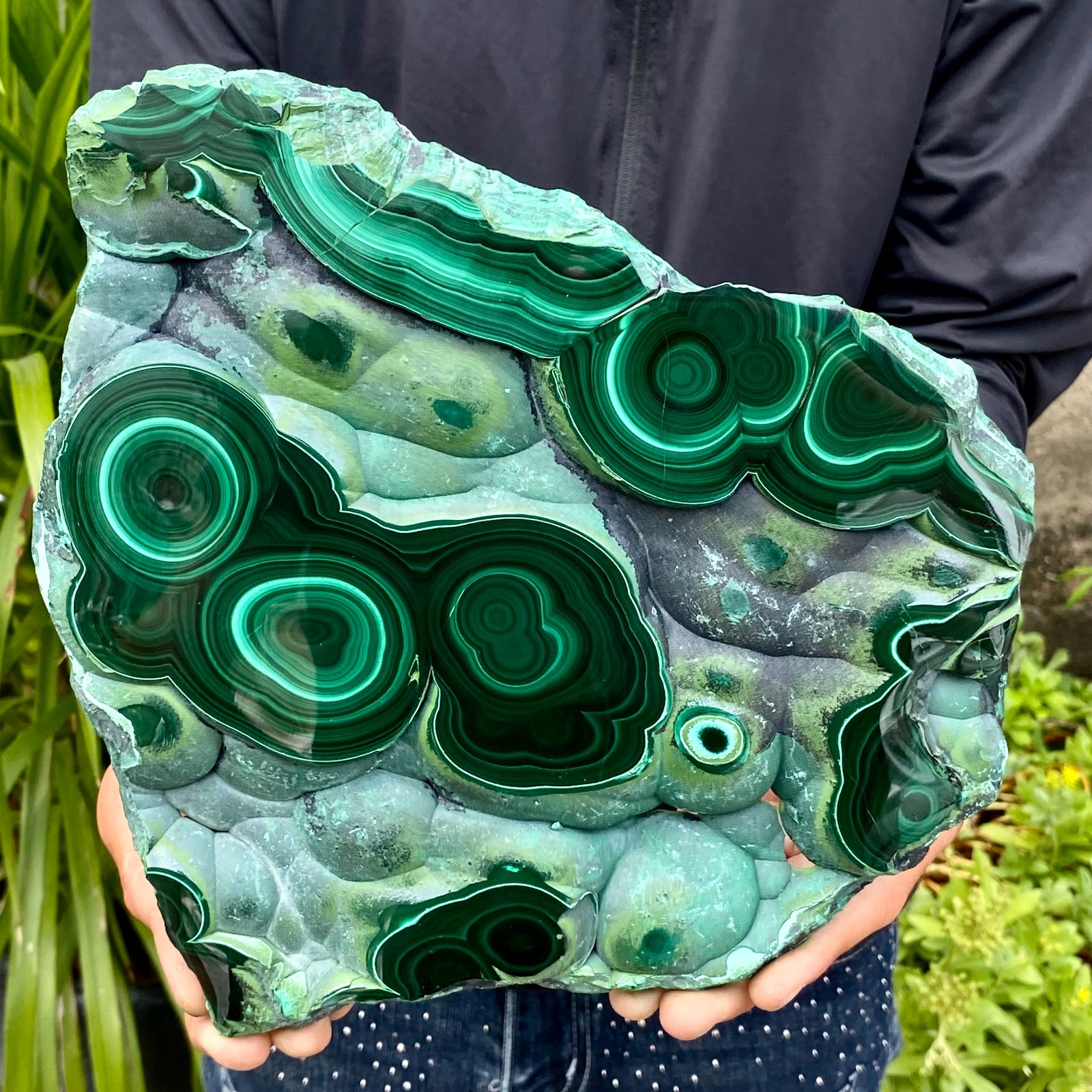 4.67LB Natural malachite slice quartz crystal luster mineral specimen