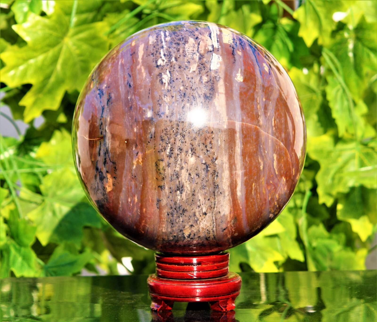 XL 41Lb Red Sonoran Dendritic Rhyolite Crystal Healing Metaphysical Stone Sphere