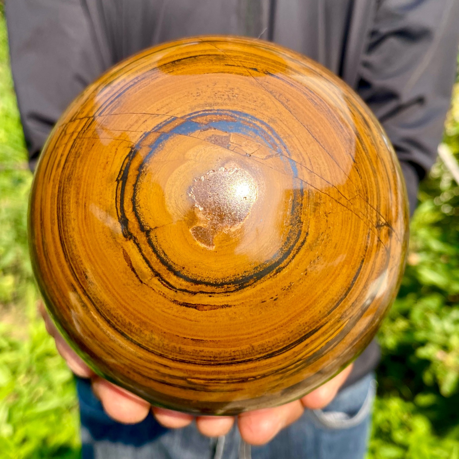 5.79LB Large Natural Tiger Eye Stone Crystal Ball Quartz Healing Sphere Décor