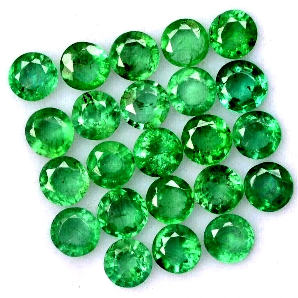 7 mm 12 Pcs Natural Colombian Green Emerald Round Loose Certified Gemstones Lot