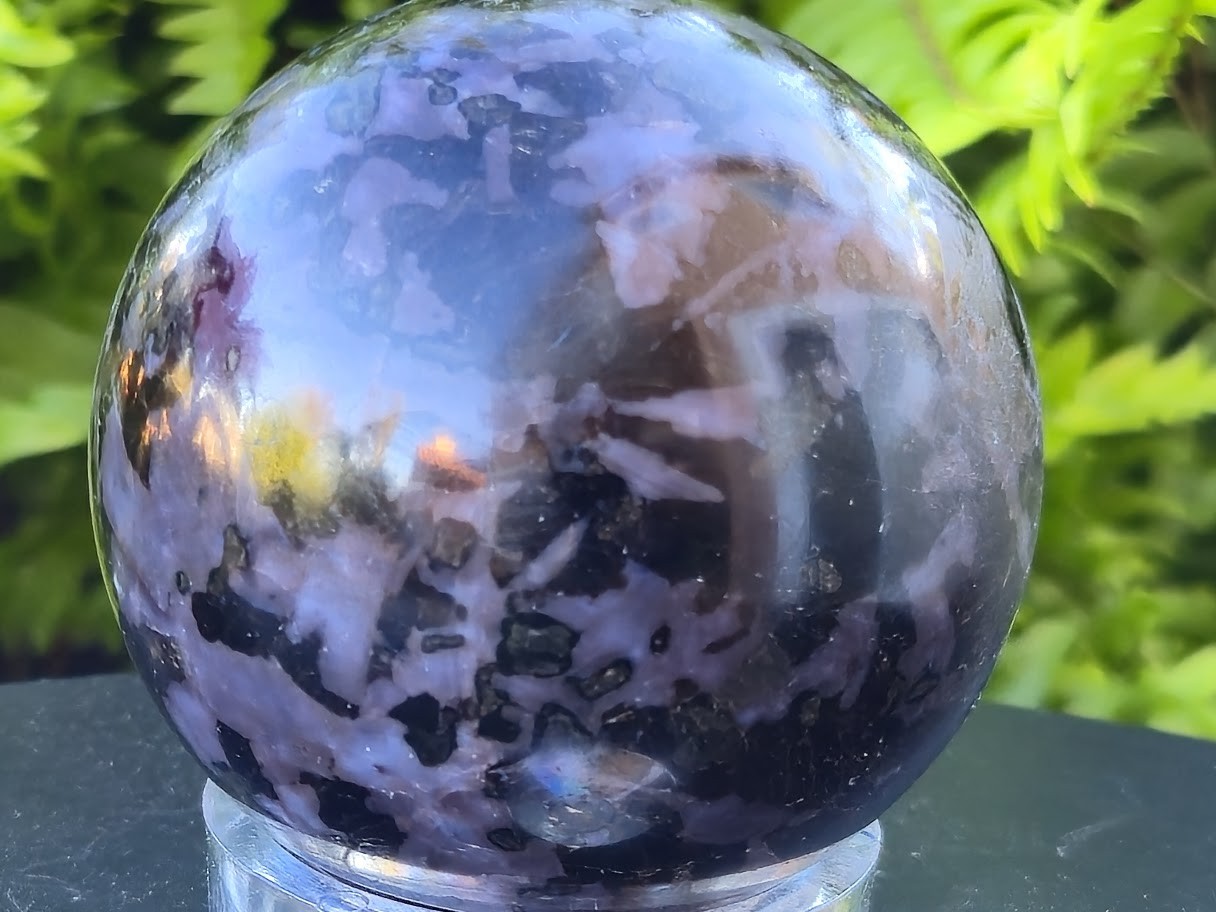 Mystic Merlinite Blizzard Stone Sphere Blue Indigo Gabbro (65 mm 417gm) Crystal