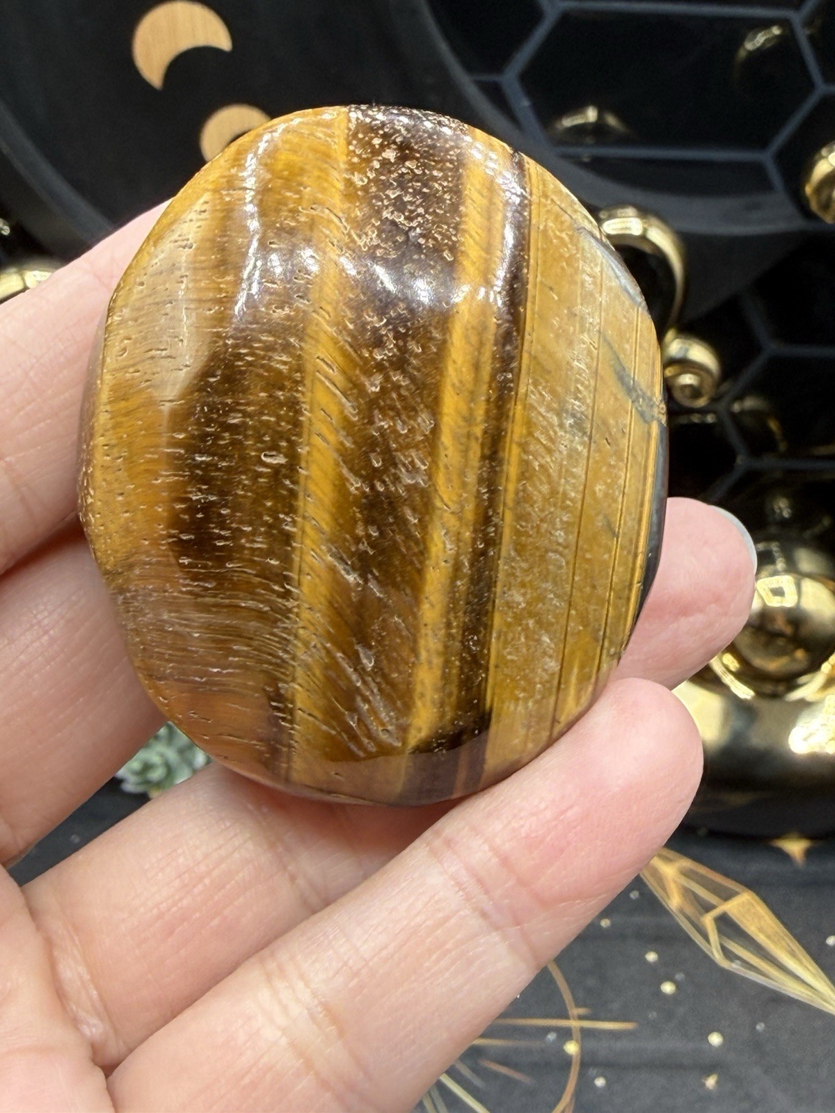 Natural Yellow Tigers Eye Palmstones Free shipping