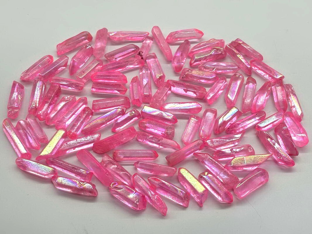 70-80pcs Pink Aura Quartz Crystal Points 1/2 lb Angel Aura Quartz Small Wand