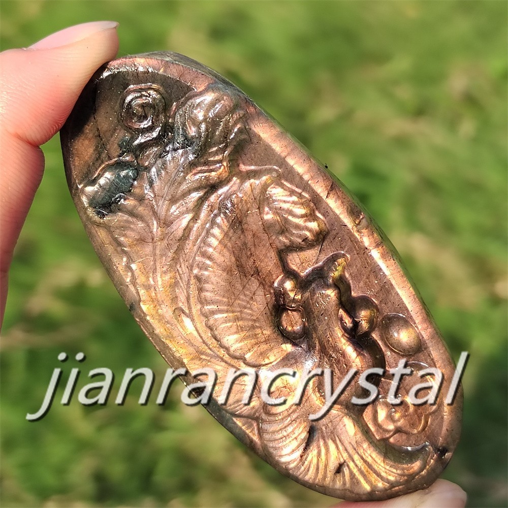 Rare Natural Labradorite Carved Phoenix Totem Quartz Crystal Skull Healing 1pc