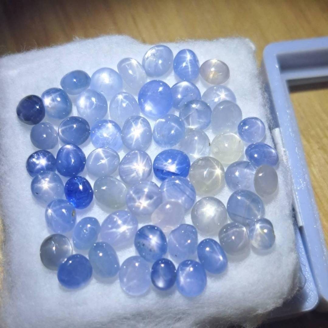 Natural Burmese Star Sapphire Mogok Lot 54pcs Blue Cabochon 55ct