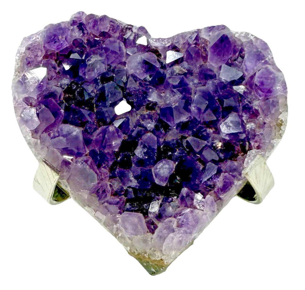 374g Amethyst Cluster 4” Heart Deep Purple Color Stand Included