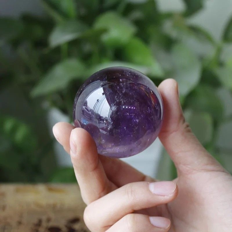 Natural High Quality Amethyst Crystal Quartz Magic Ball Sphere Healing + Stand