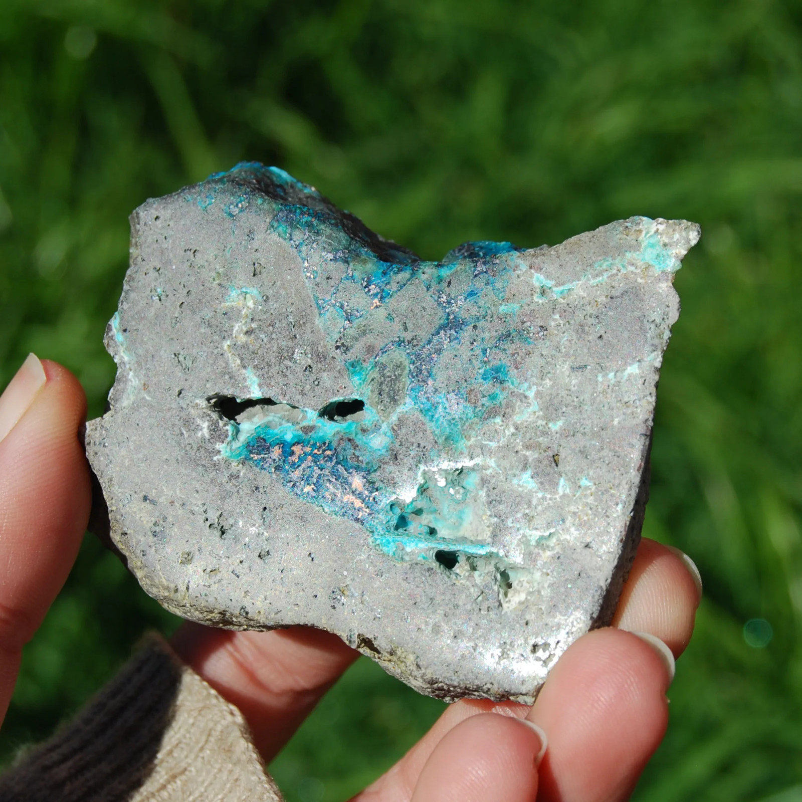 3in 109g RARE Native Copper in Chrysocolla Crystal Slab, Indonesia
