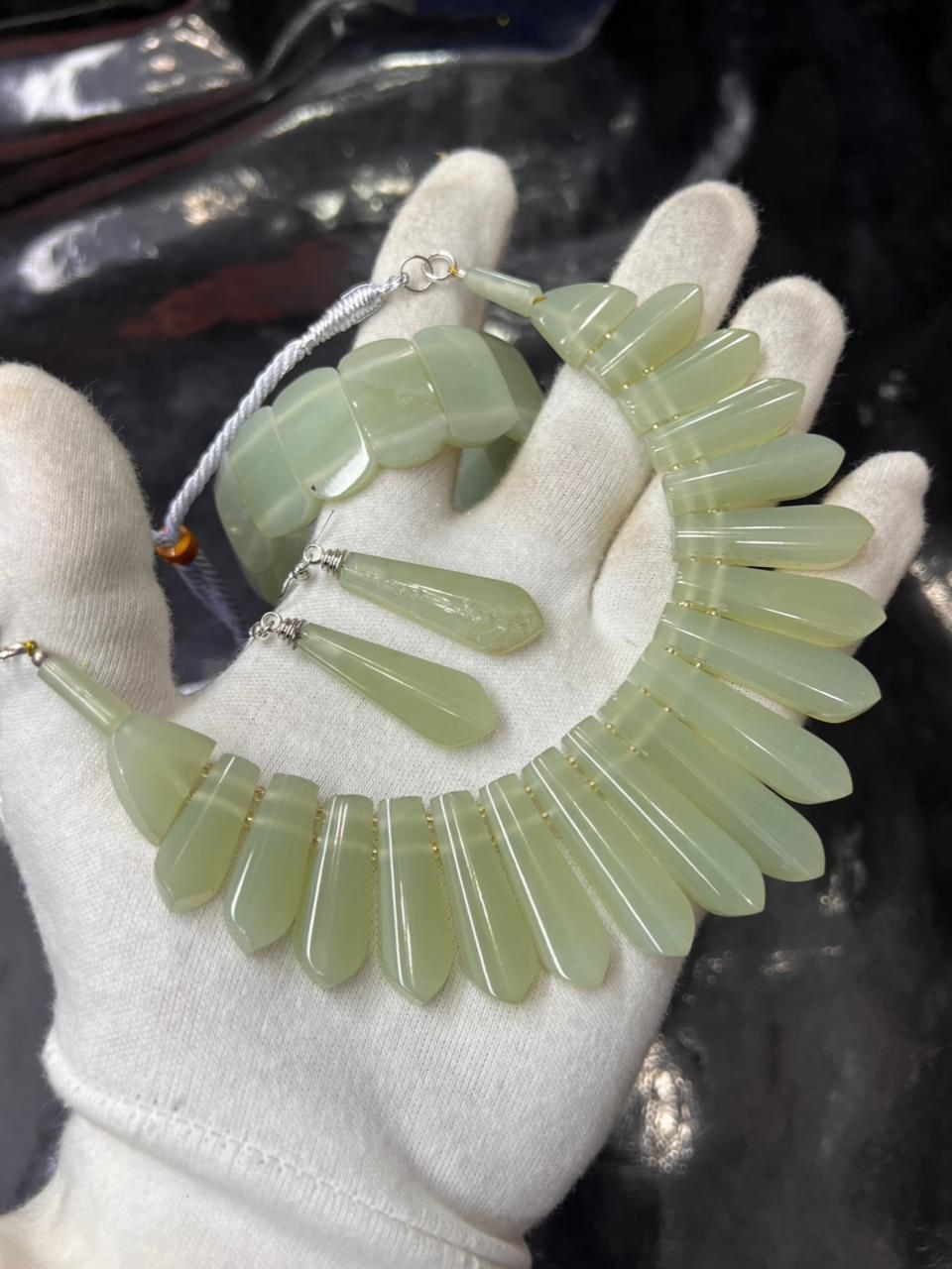 High Grade Natural Grape Jade Jewelry Set | Handmade Necklace, Earrings & Bracel