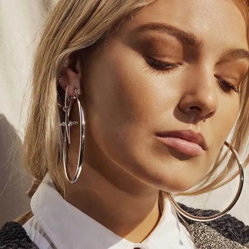 Women’s Fashion Jewelry Gold Or Silver Large THICK 4″ 100mm Hoop Earrings