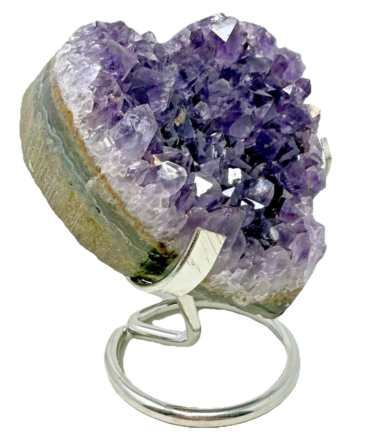 374g Amethyst Cluster 4” Heart Deep Purple Color Stand Included