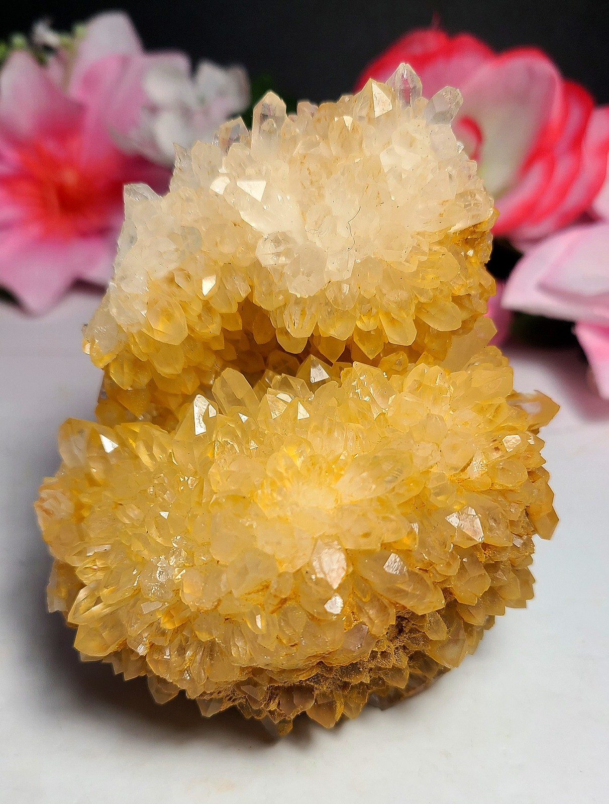3.7″ 361g Pretty A+ Golden Healer Flower Quartz Crystal Stone Cluster Specimen