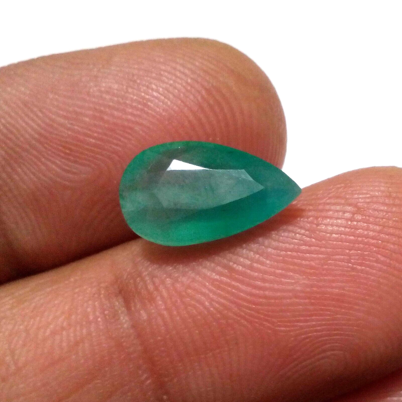 Top Quality AA+ Green Zambian Emerald Faceted 3.45 Crt Pear Shape Loose Gemstone
