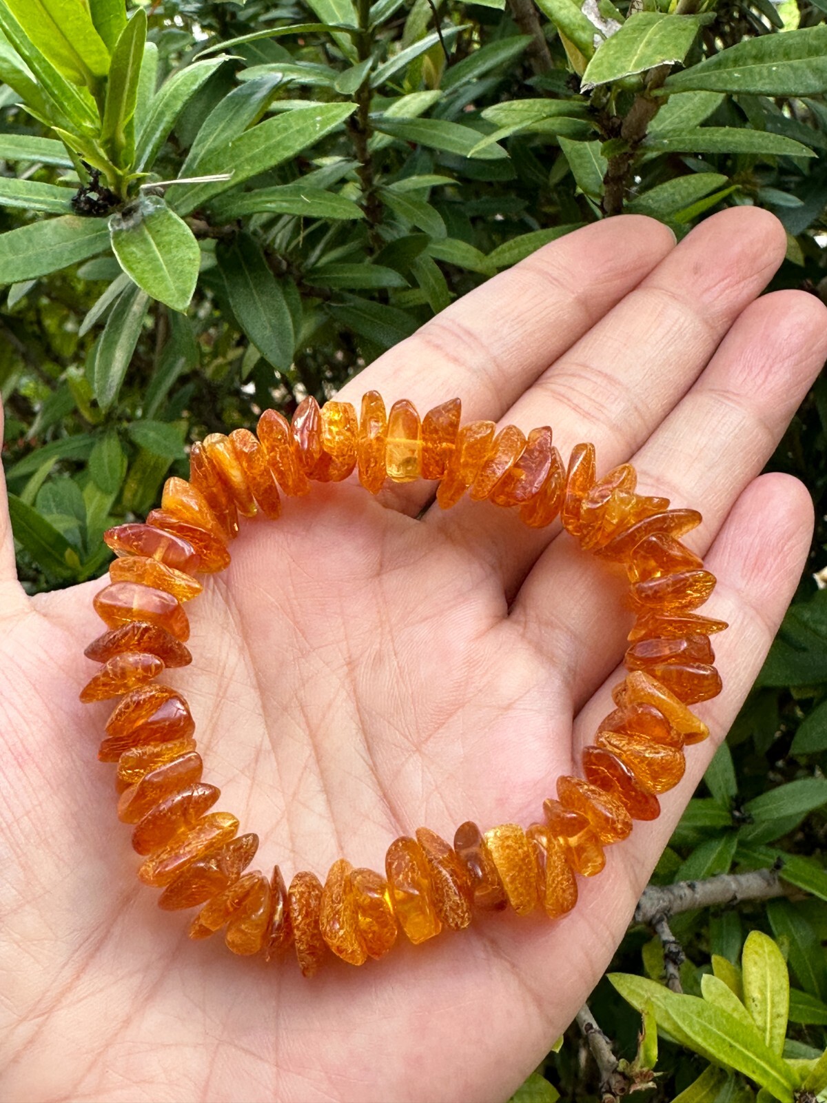 Grade A++ Amber Crystal Chips Bracelet 8-12mm, Genuine Crystal Amber Bracelets